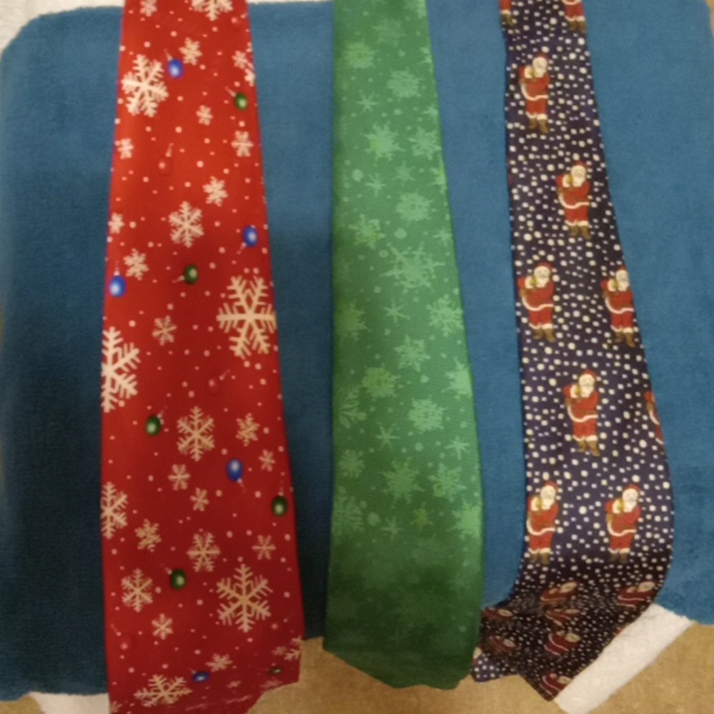 Three Christmas theme ties.